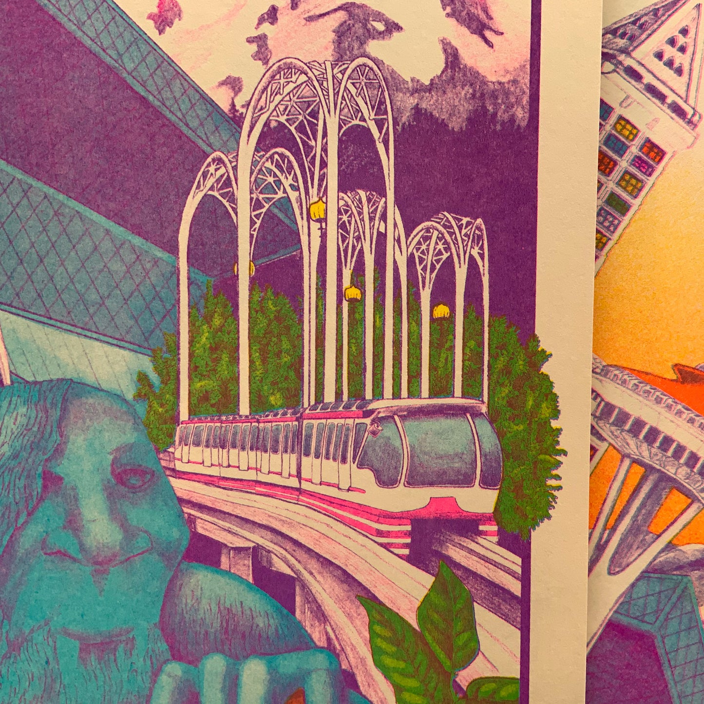 Dreamy Seattle Riso Print