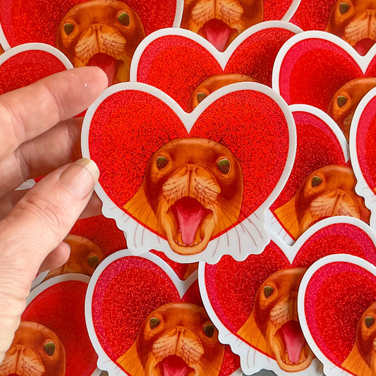 Seal pup love glitter sticker!