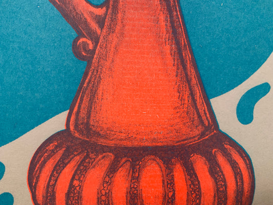 Vintage Whiskey Bottle Riso Print