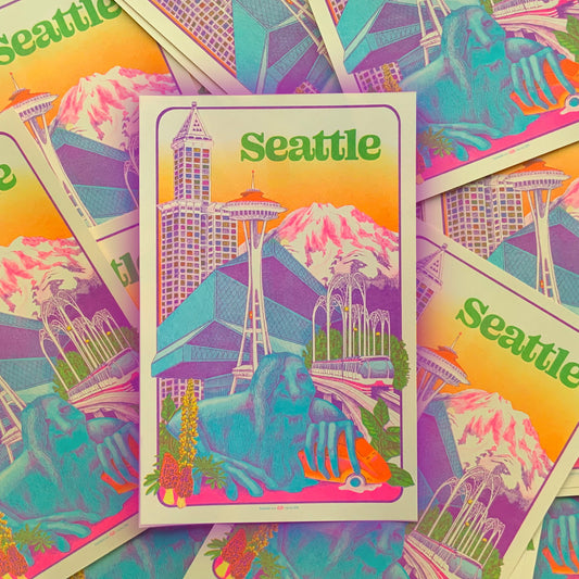 Dreamy Seattle Riso Print
