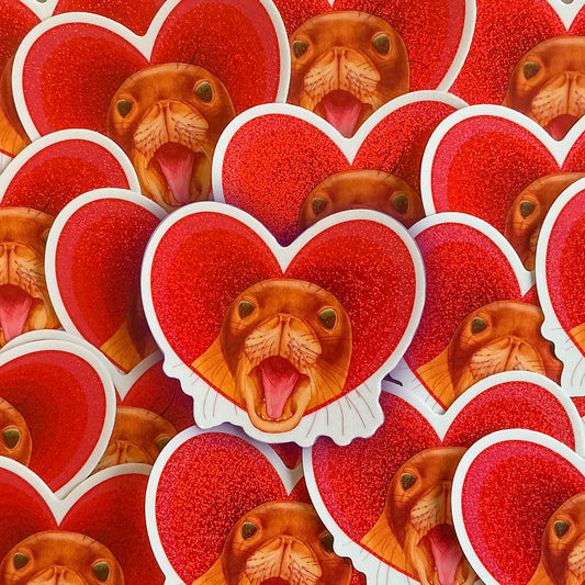 Seal pup love glitter sticker!