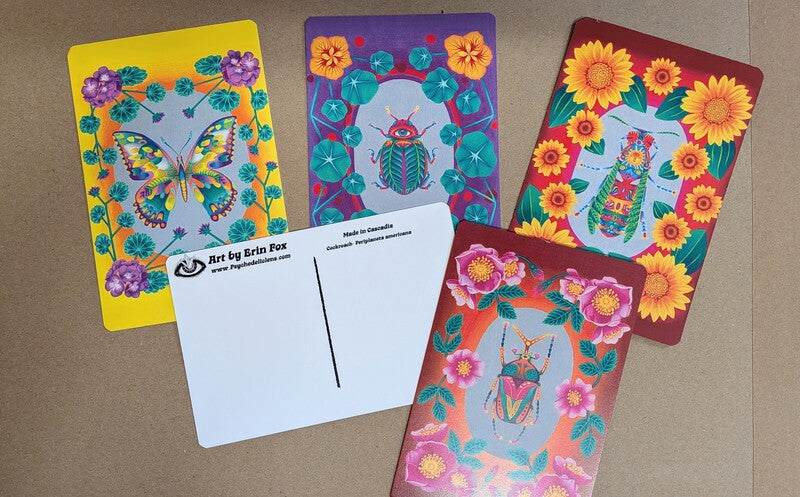 Illustrated Insect Botanical Postcard Pack