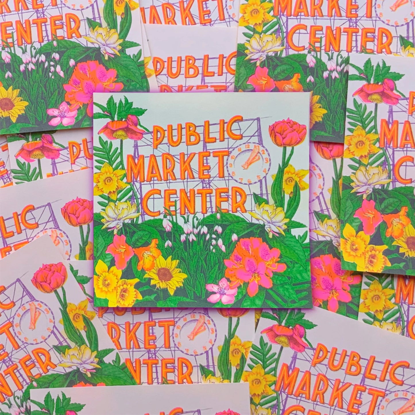Pike's Place Market Riso Print
