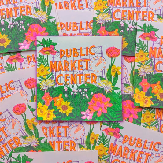 Pike's Place Market Riso Print