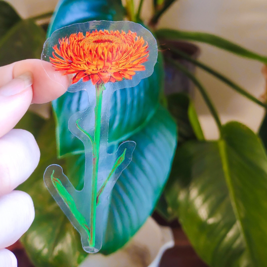Clear Backed Flower Sticker