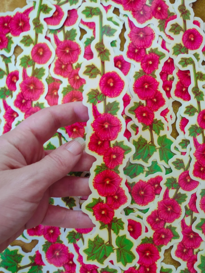 Hollyhock Clear-Backed Sticker