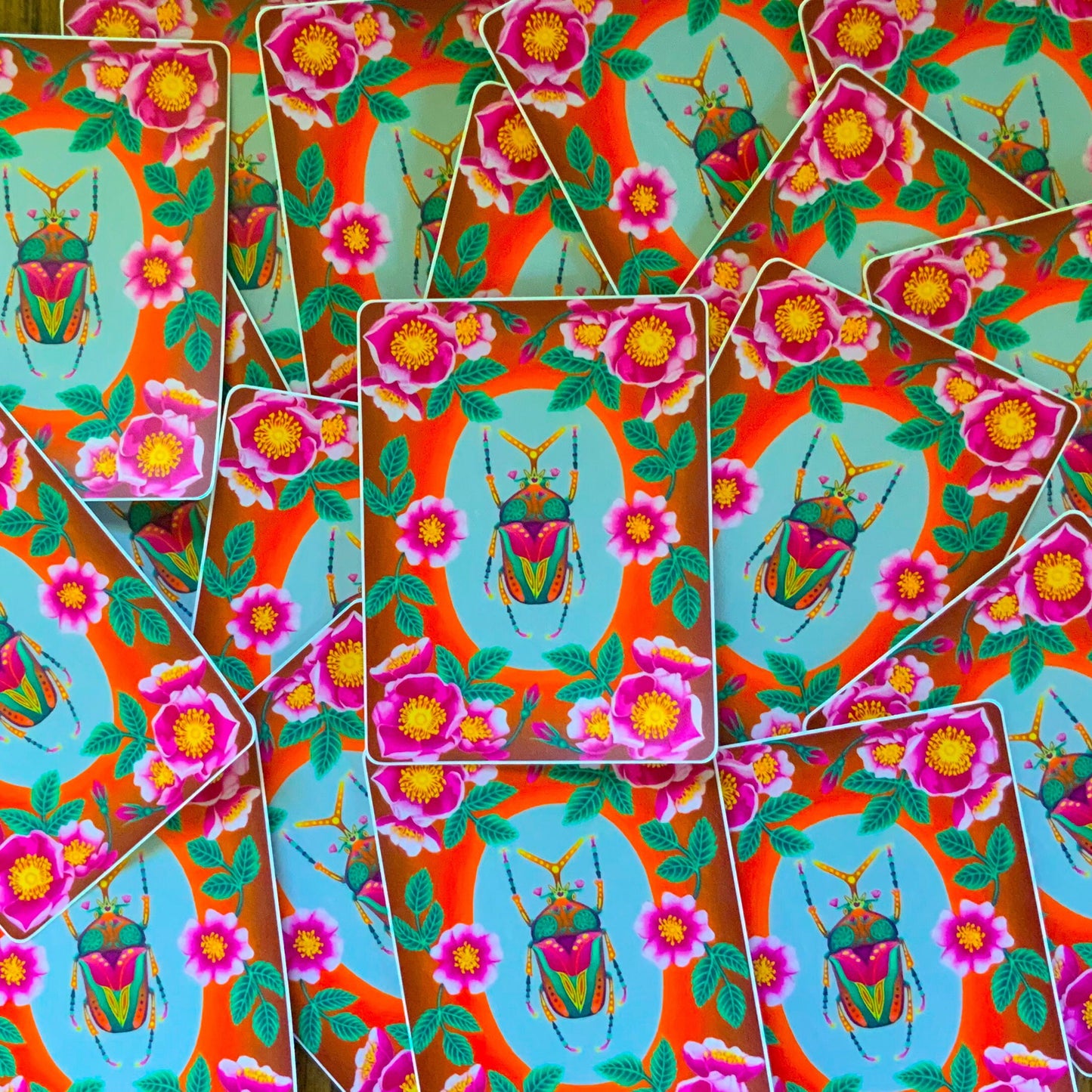 Victorian style flower beetle sticker