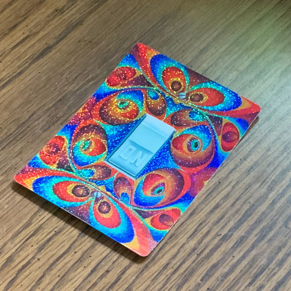 Psychedelic Sparkle On Sticker, RED