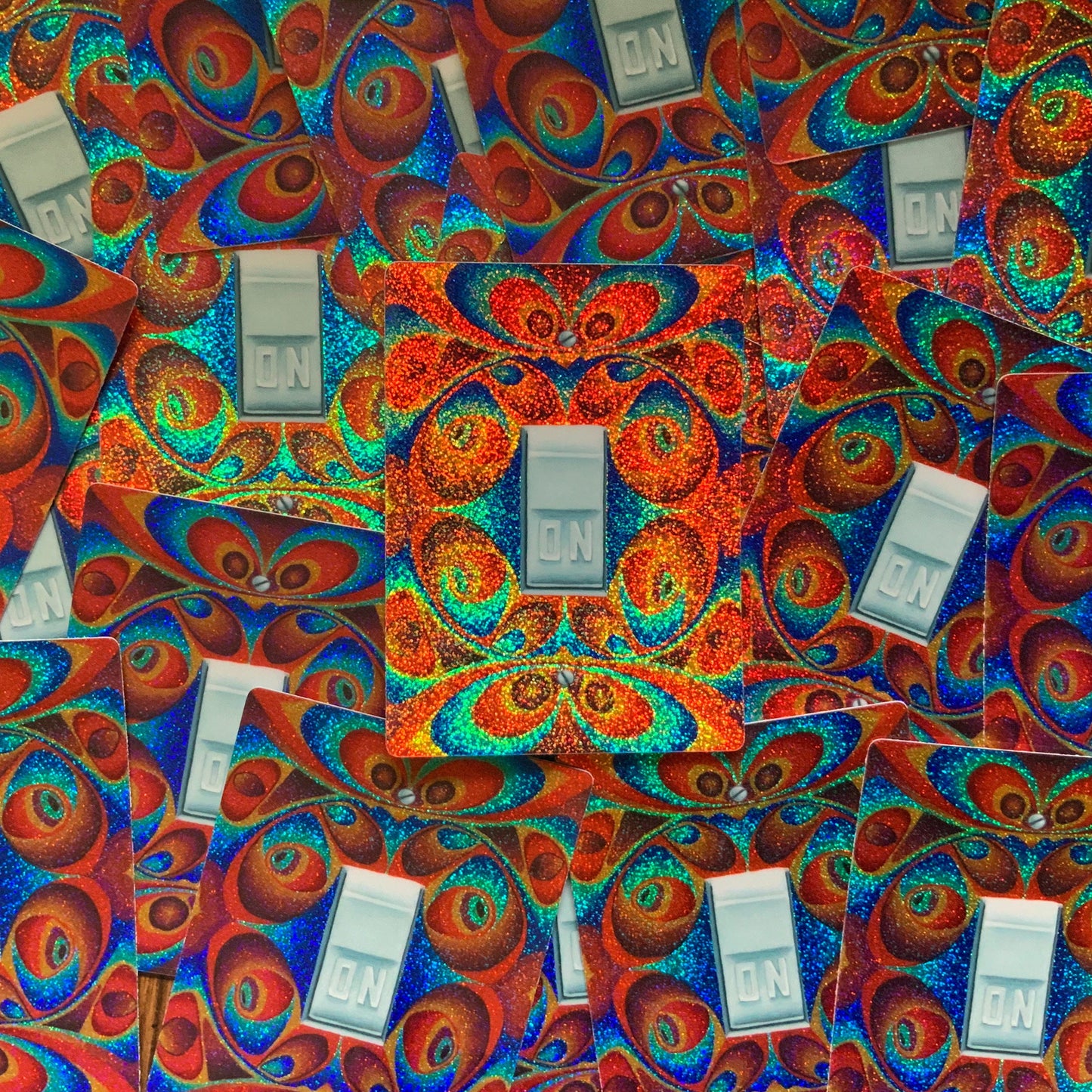 Psychedelic Sparkle On Sticker, RED