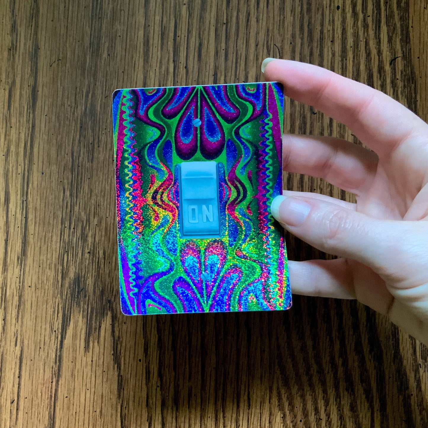 Psychedelic Sparkle On Sticker, STRIPES