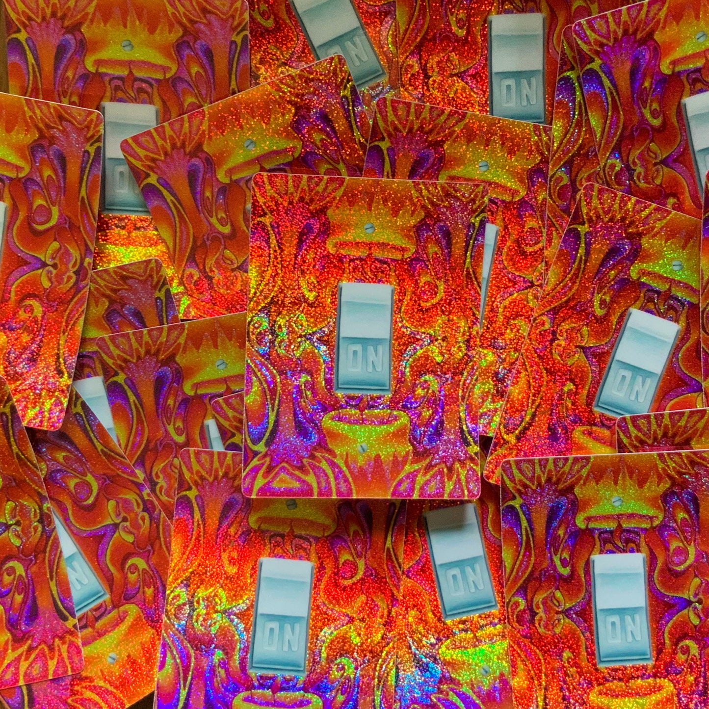 Psychedelic ON switch sticker, CANDLES