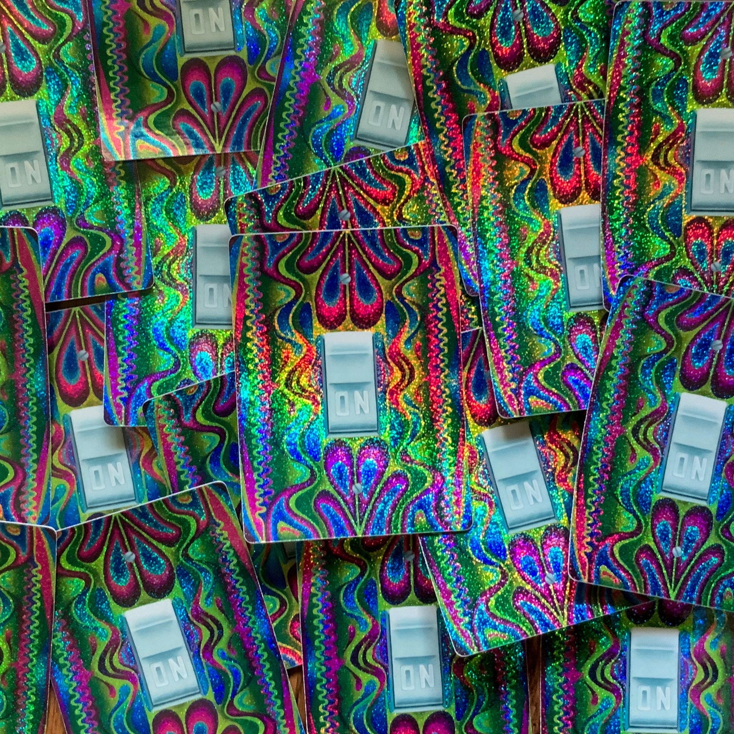 Psychedelic Sparkle On Sticker, STRIPES