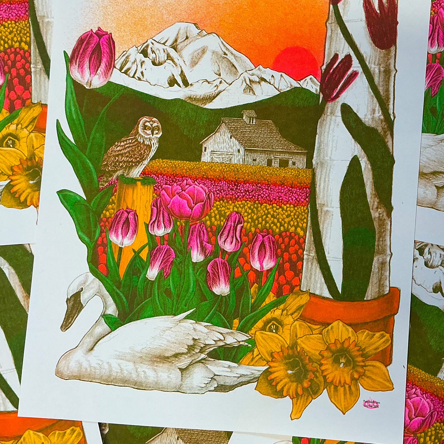 Skagit Valley Riso Print