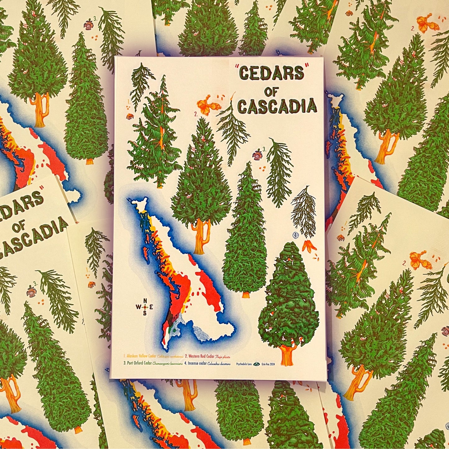 Cedars of Cascadia Riso Print