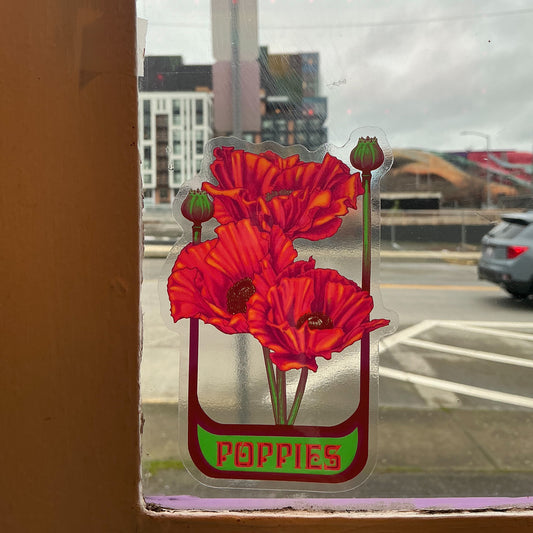 Poppy Clear Back Die Cut Sticker