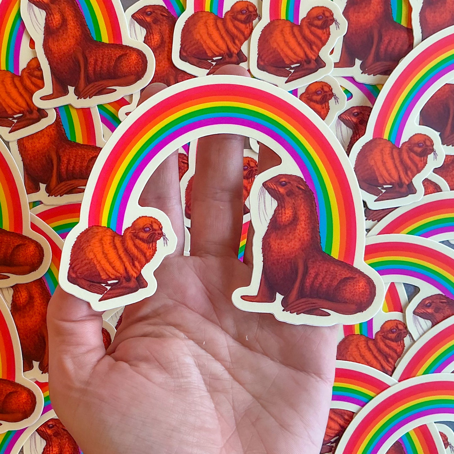 Rainbow Fur Seal Sticker