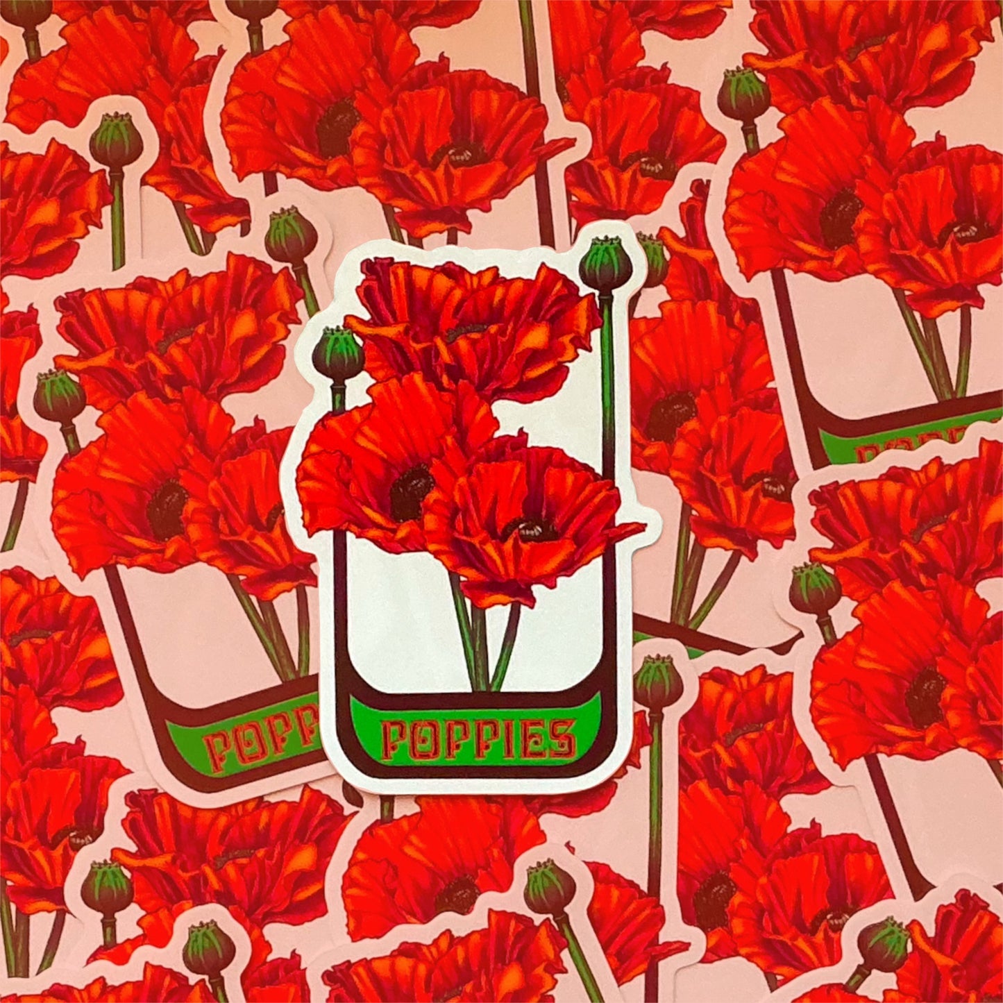 Poppy Clear Back Die Cut Sticker