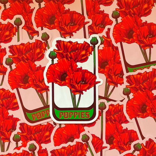 Poppy Clear Back Die Cut Sticker