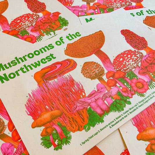 Mushrooms of the NW Riso Print