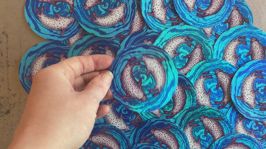 Swimming seals glitter sticker