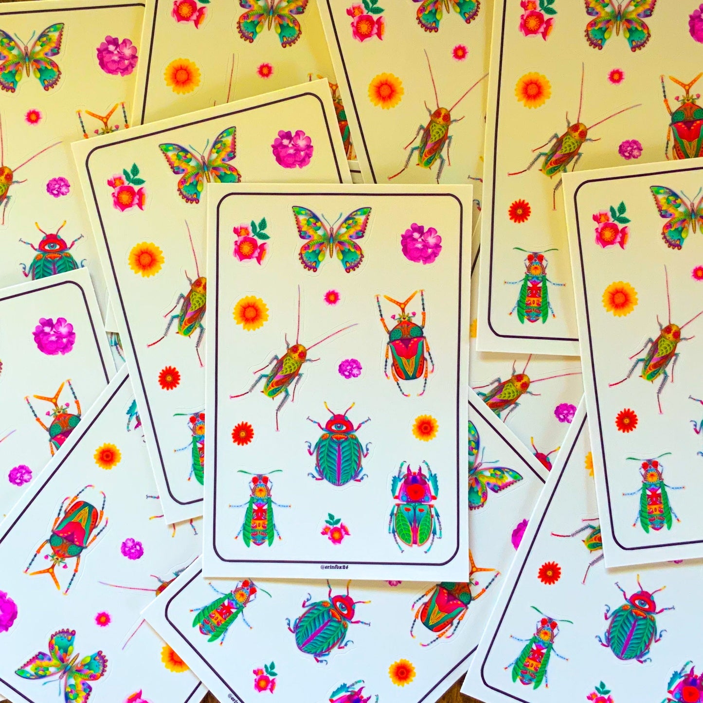 Insect and flower sticker sheet