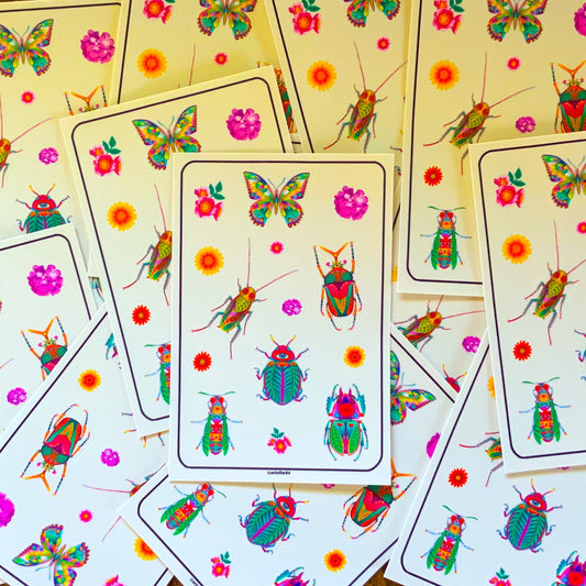Insect and flower sticker sheet